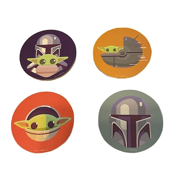 Star Wars Coaster Set  Baby Yoda and Mandalorian - Picture 1 of 6